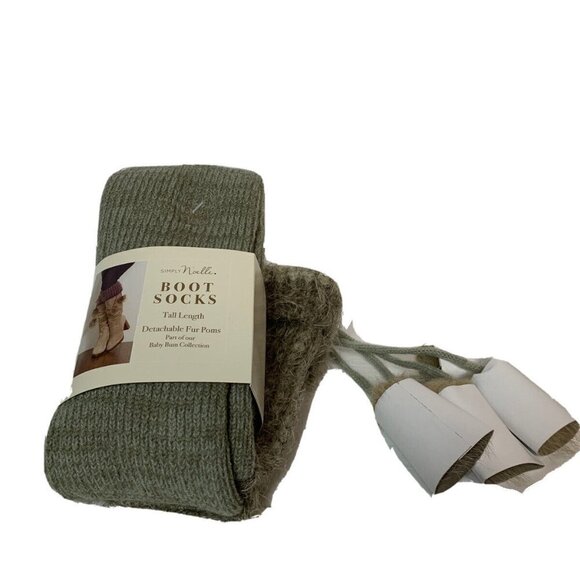 NWT Simply Noelle Women's Brown Detachable Faux Fur Boot Socks One Size - Picture 6 of 7